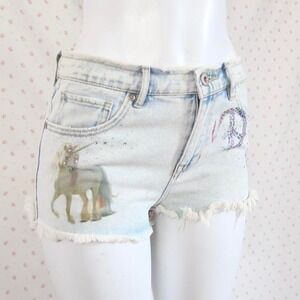 y2k denim shorts leopard peace sign union jack custom graphic shorts